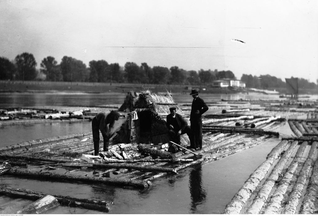 Flisacy na tratwie z drewnem, 1934, NAC
